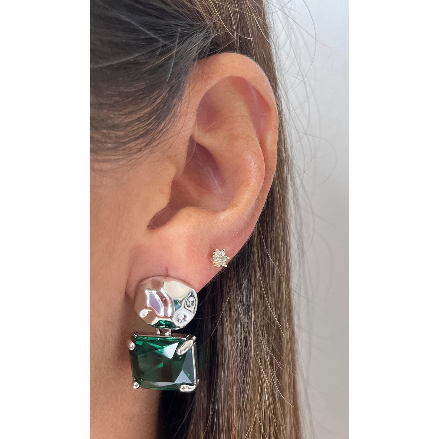Aretes COZI Verde / Plateado