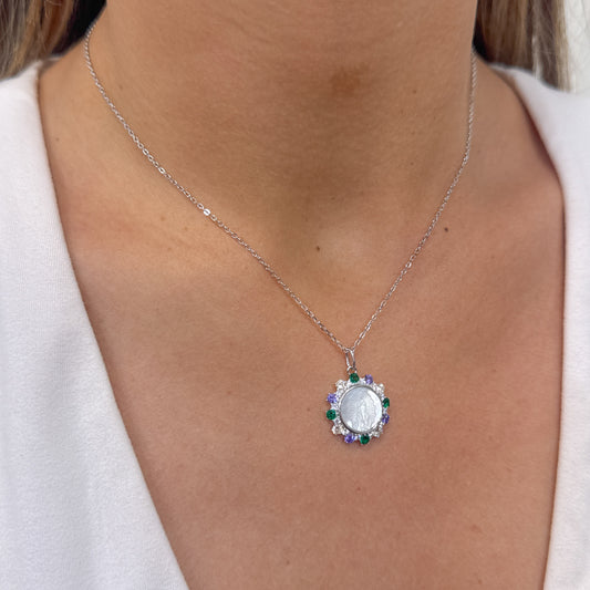 Collar SHOV Plateado-Virgen Guadalupe