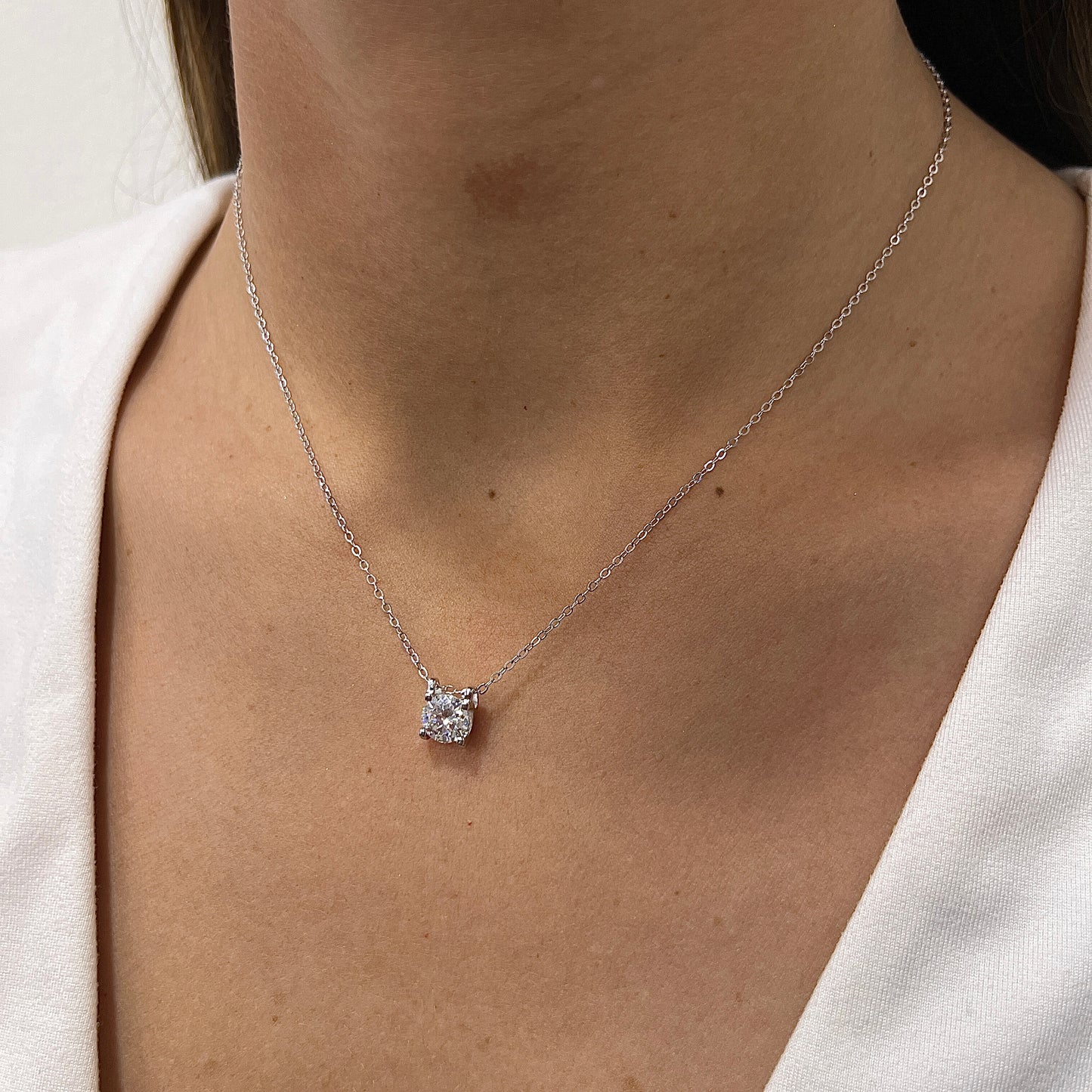 Collar VALUT Plateado Plata Rodinada- Moissanita 8mm