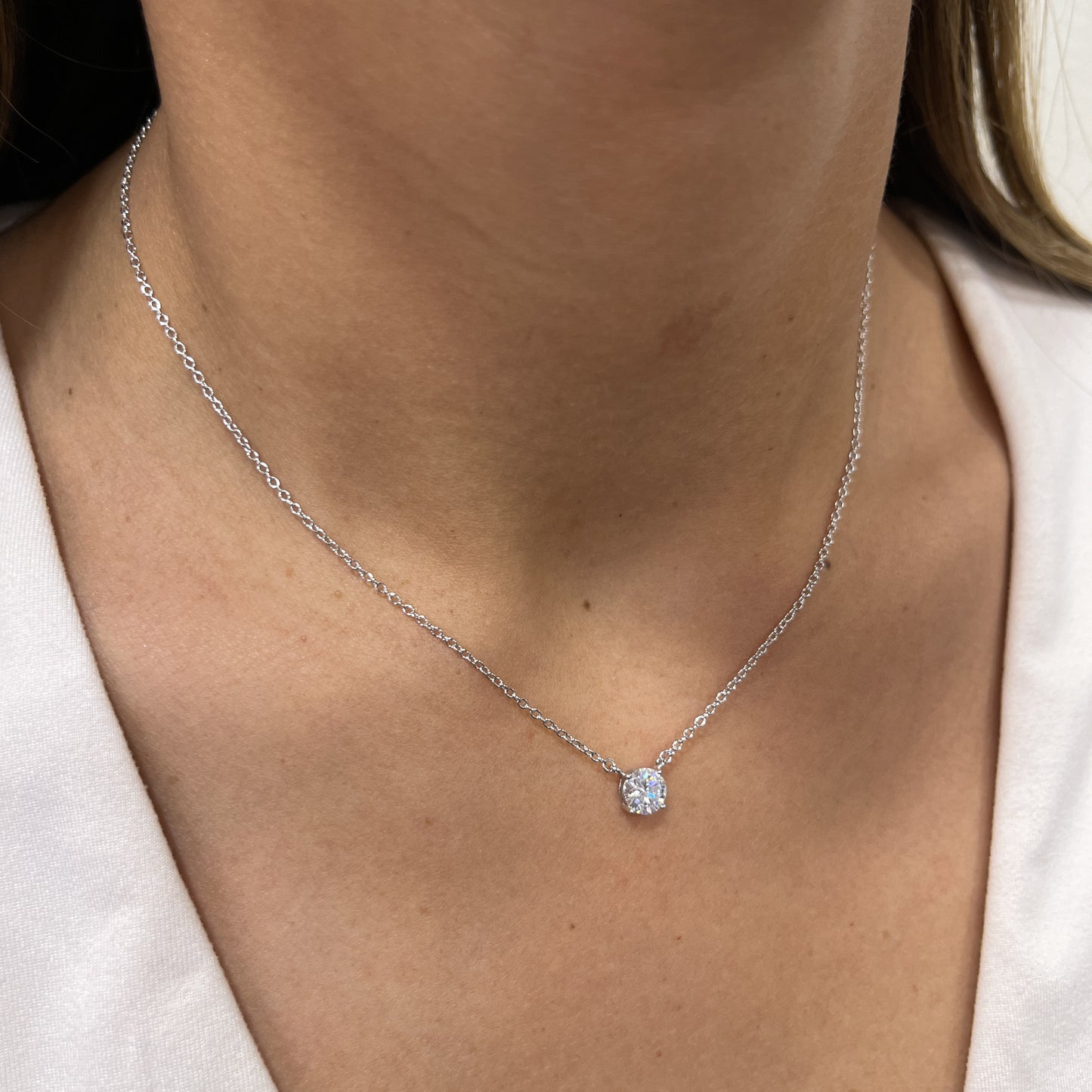 Collar EBIK Plateado Plata Rodinada- Moissanita 6mm