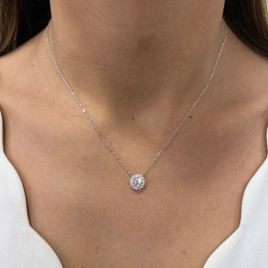 Collar CILU Plateado Plata Rodinada- Moissanita 8mm