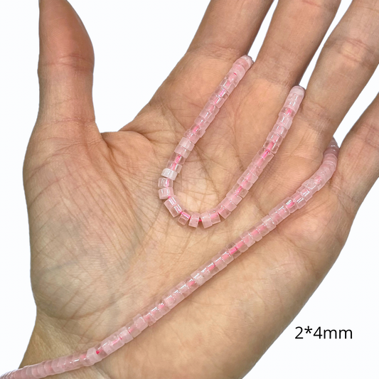 Sarta Róndela Plana Cuarzo Rosado 2*4mm