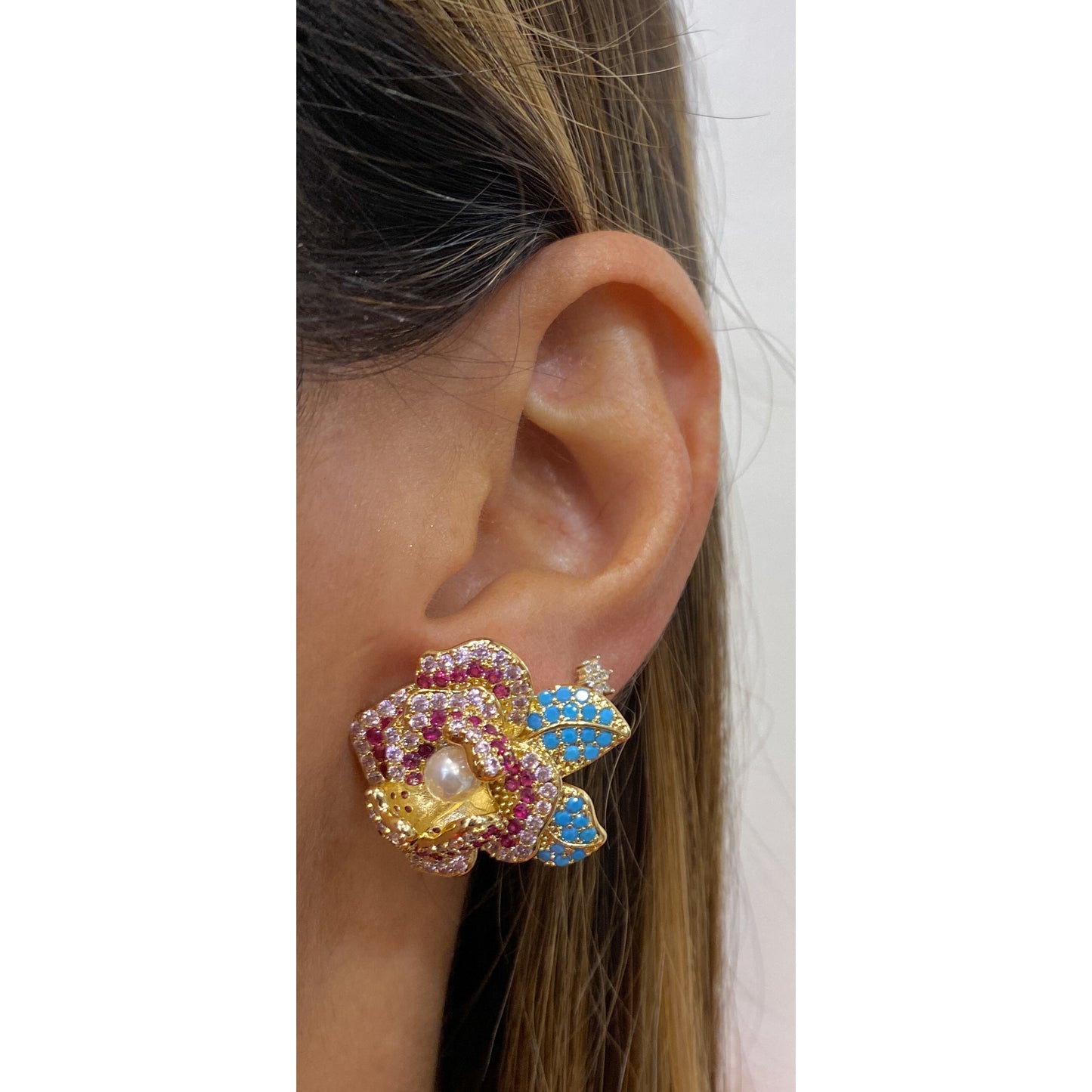 Aretes JULEON Fucsia - Azul