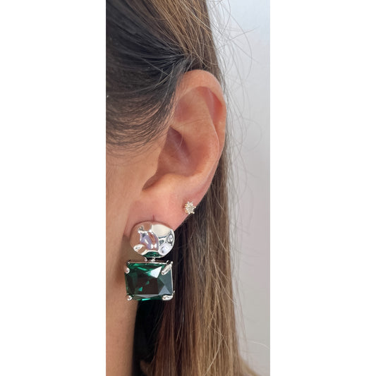 Aretes COZI Verde / Plateado