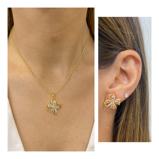 Dúo BRILU Dorado ( Aretes + Collar )