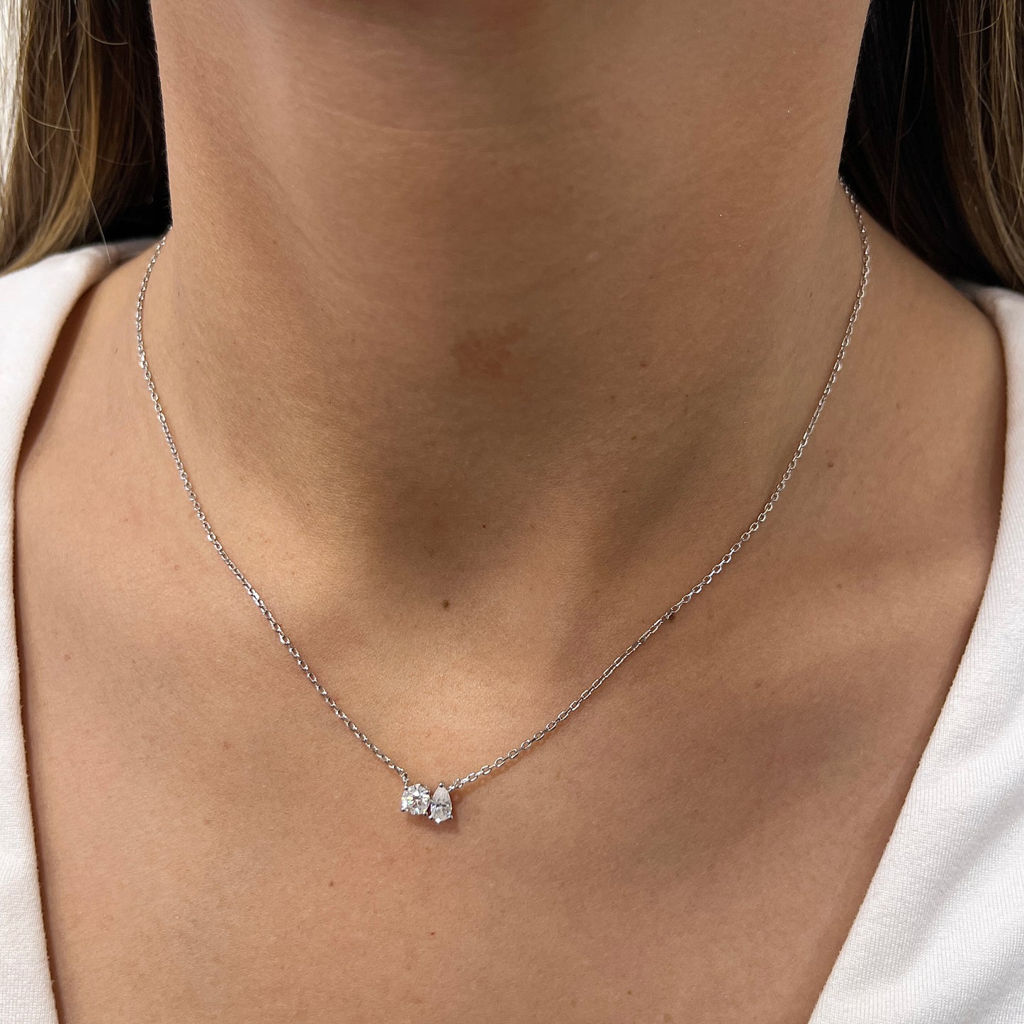 Collar NITE Plateado Plata Rodinada- Moissanita