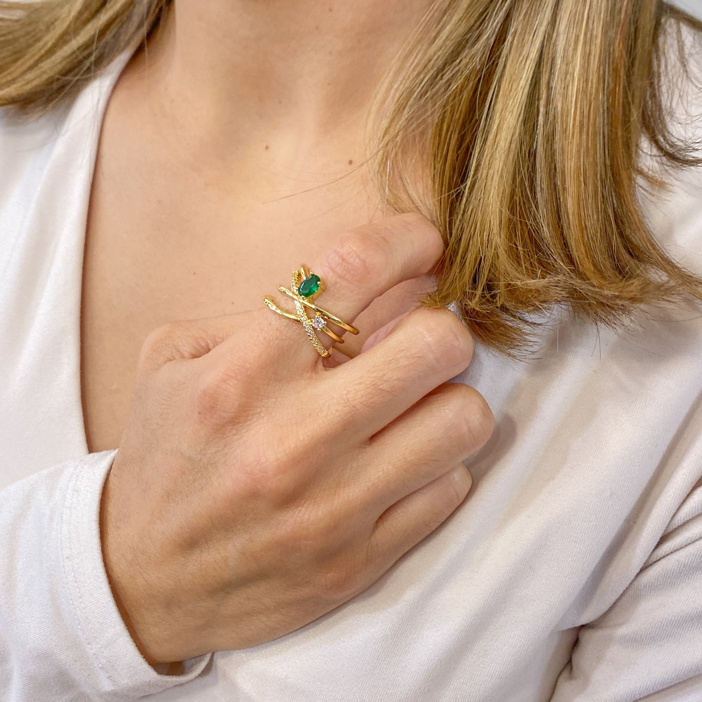 Anillo VIKAM Verde Ajustable (Talla 6-7)