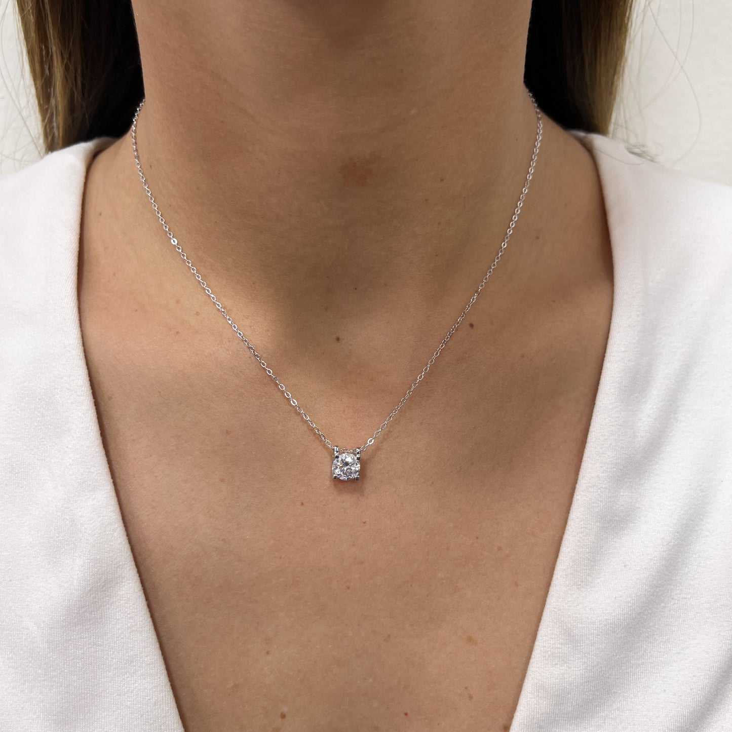 Collar VALUT Plateado Plata Rodinada- Moissanita 8mm