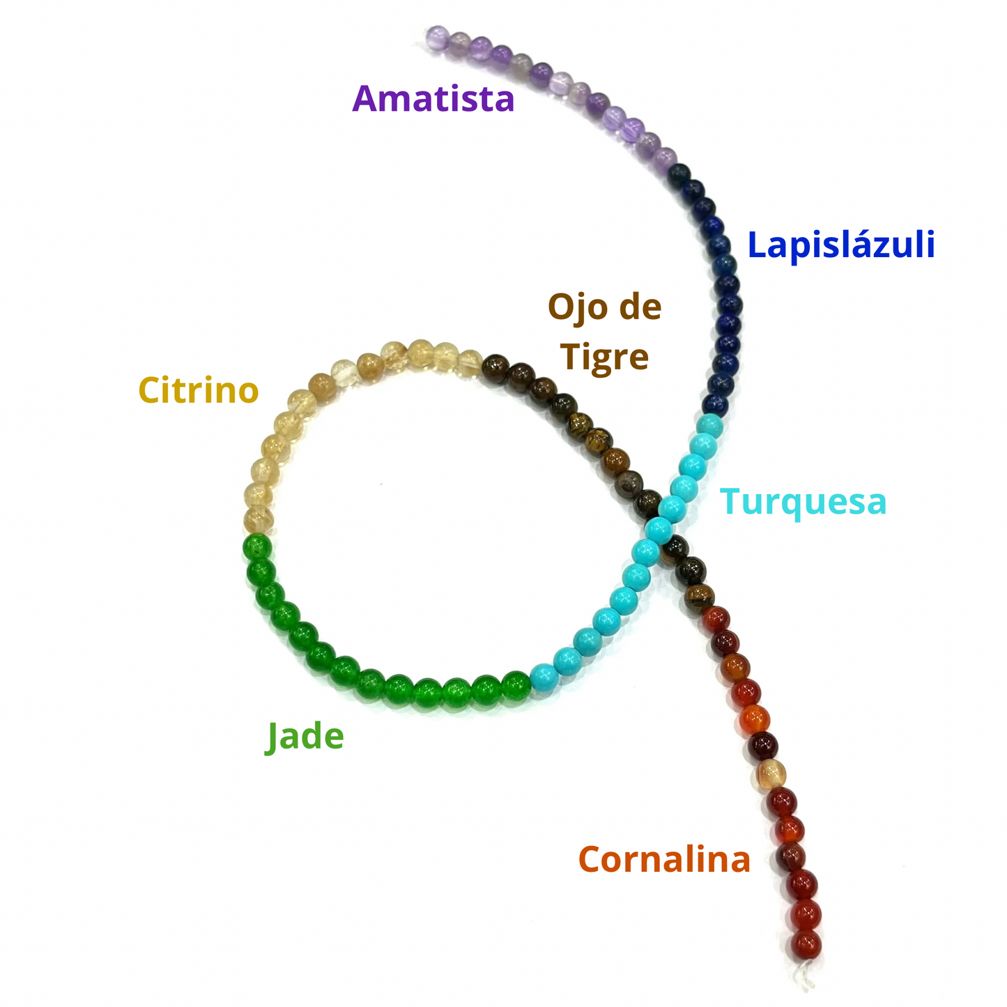 Sarta Piedra Natural 7 Chakras 4mm ❤️🧡💛💚🩵💙💜