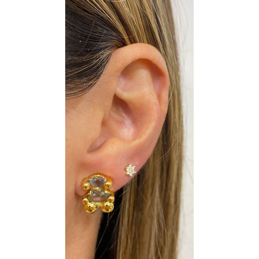 Aretes BAZUN Gris-Dorado