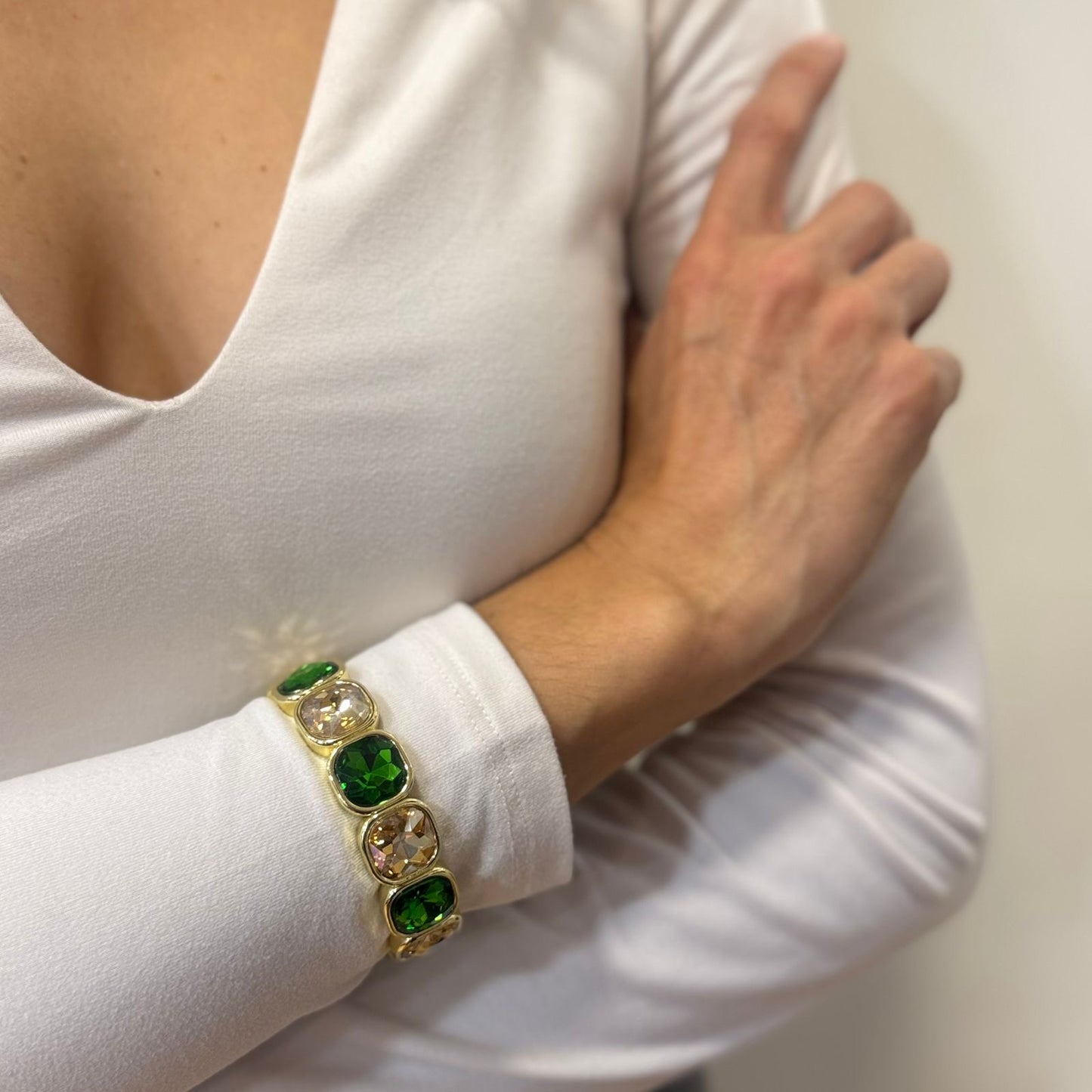 Pulsera Elástica YELI Verde-Ambar
