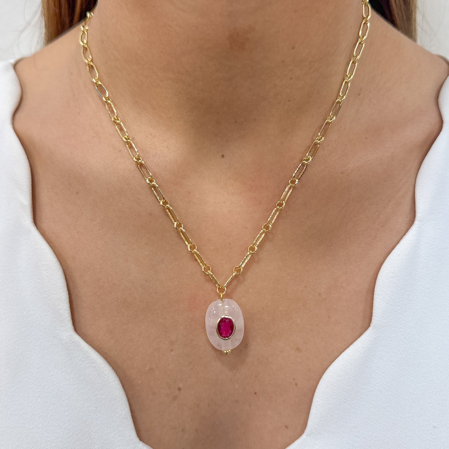 Collar UVOL Cuarzo Rosado