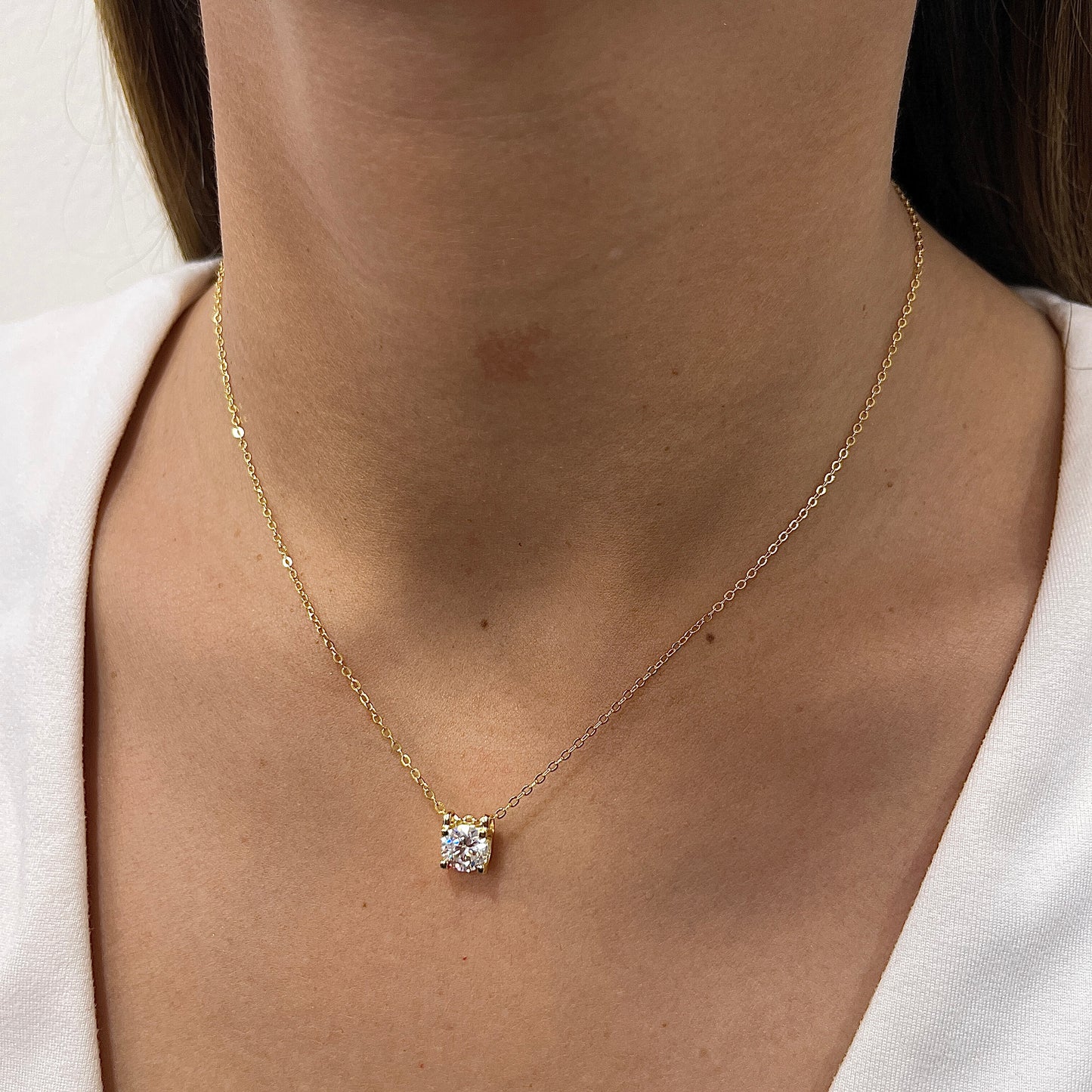 Collar VALUT Dorado Plata Rodinada- Moissanita 8mm