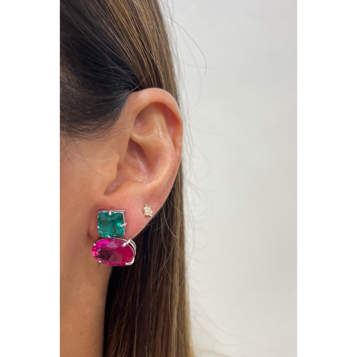 Aretes RIVAP VerdeAgua-Fucsia