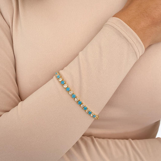 Pulsera JEZ Dorada-Turquesa Clear
