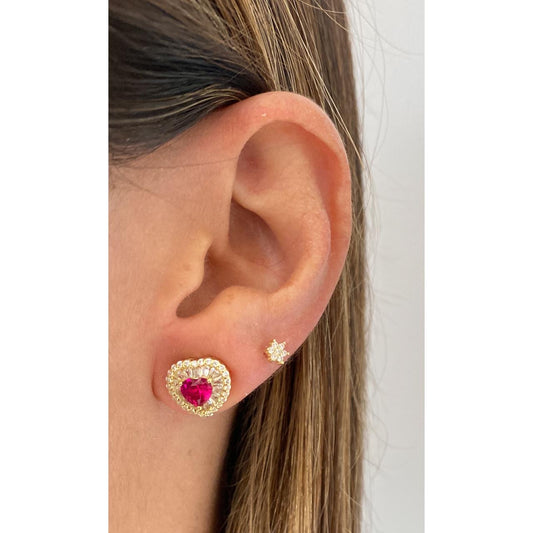 Aretes KIVU Dorado - Color Ruby