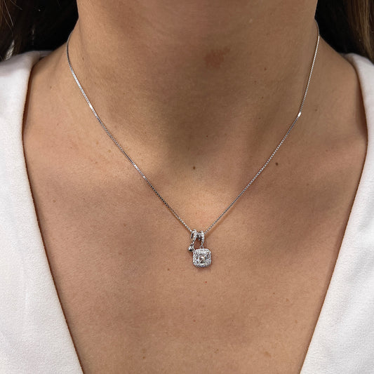 Collar NULIR Plateado Plata Rodinada- Moissanita 8mm