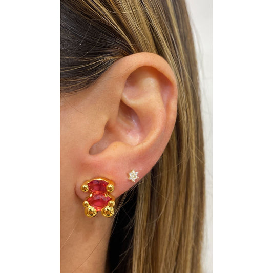 Aretes BAZUN Granate-Dorado