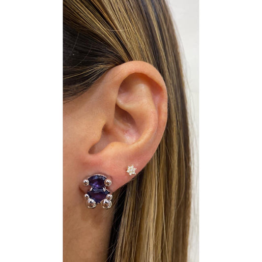 Aretes BAZUN Morado-Plateado