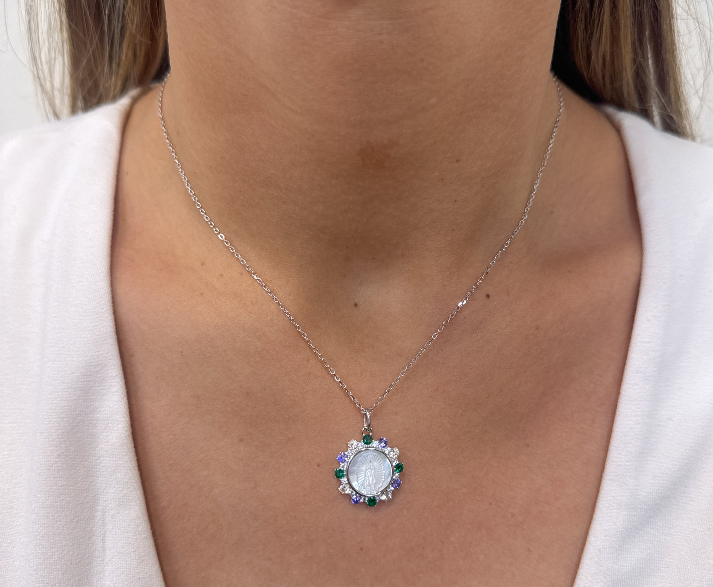 Collar SHOV Plateado-Virgen Guadalupe