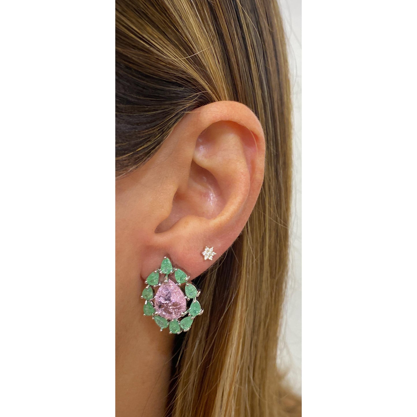 Aretes DARIM Verde-Rosado