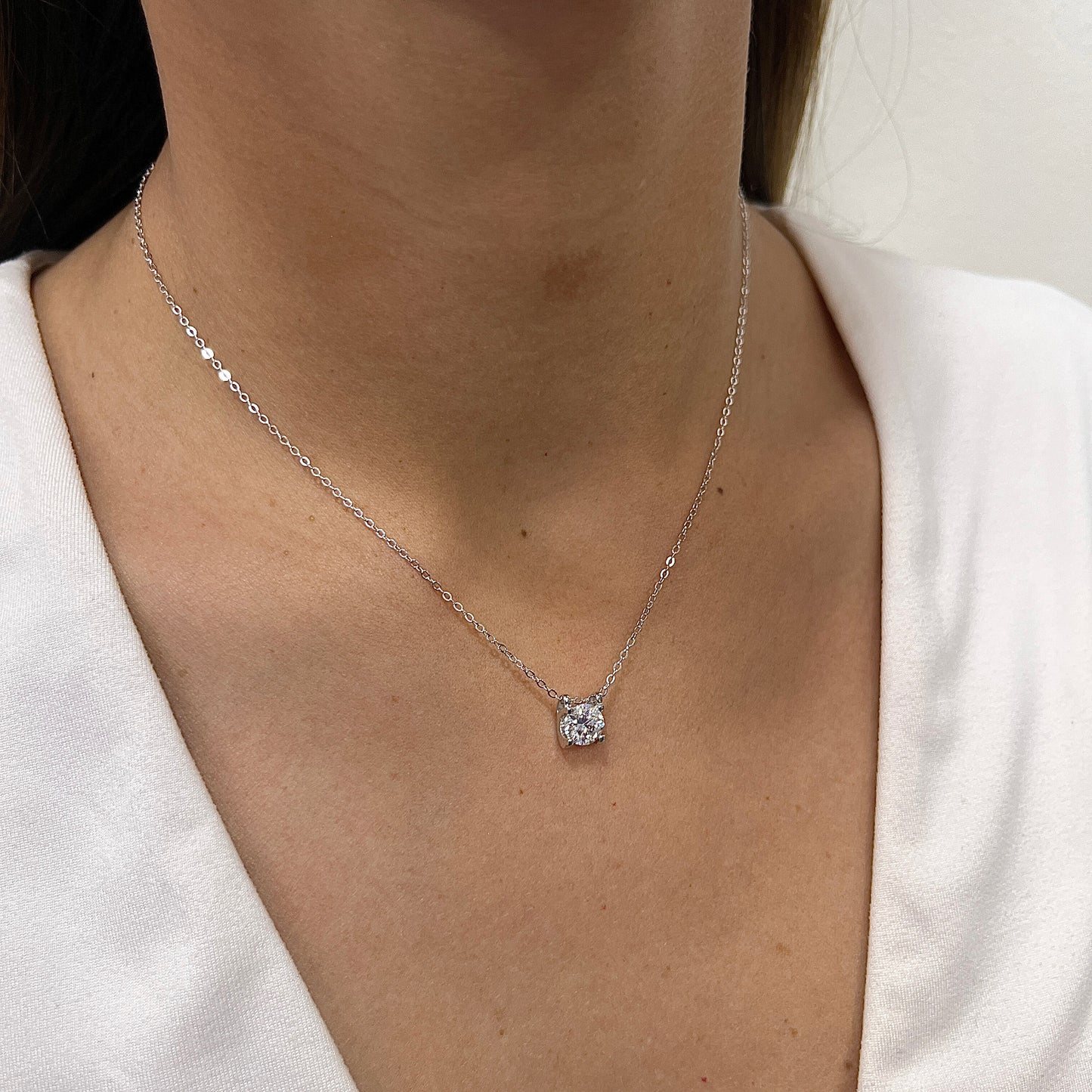 Collar VALUT Plateado Plata Rodinada- Moissanita 8mm