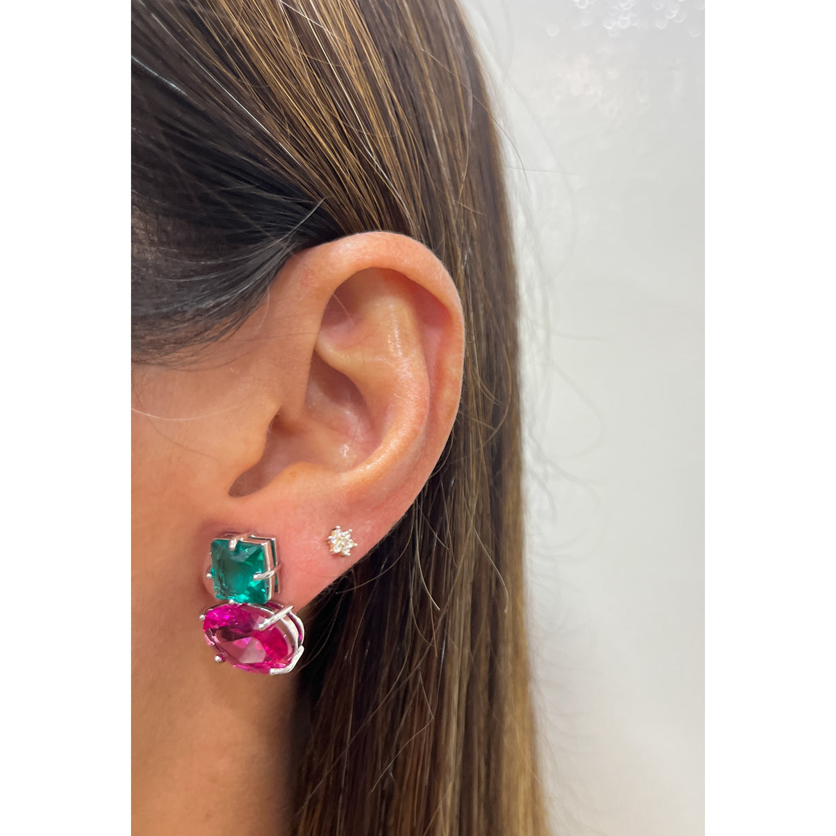 Aretes RIVAP VerdeAgua-Fucsia