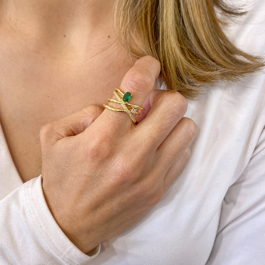 Anillo VIKAM Verde Ajustable (Talla 6-7)
