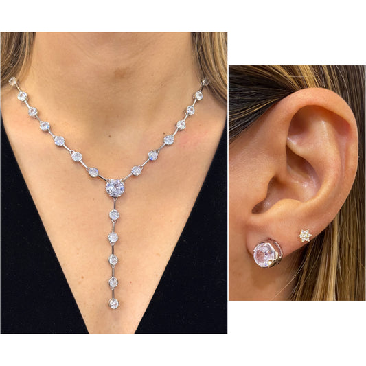 Dúo ORDO Plateado ( Aretes + Collar )