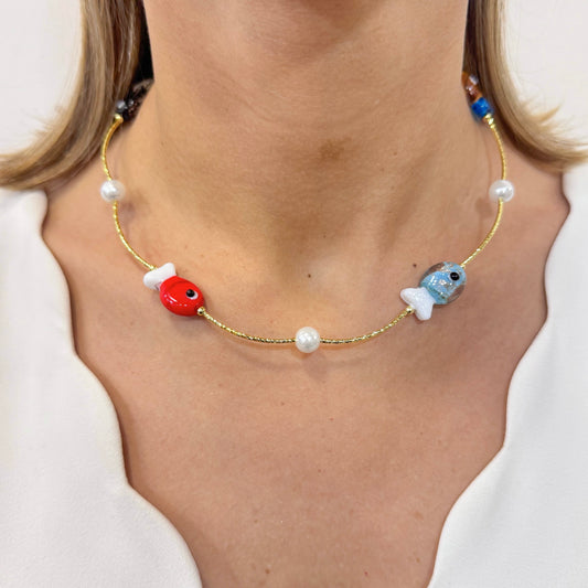 Collar VURY Rojo-Azul