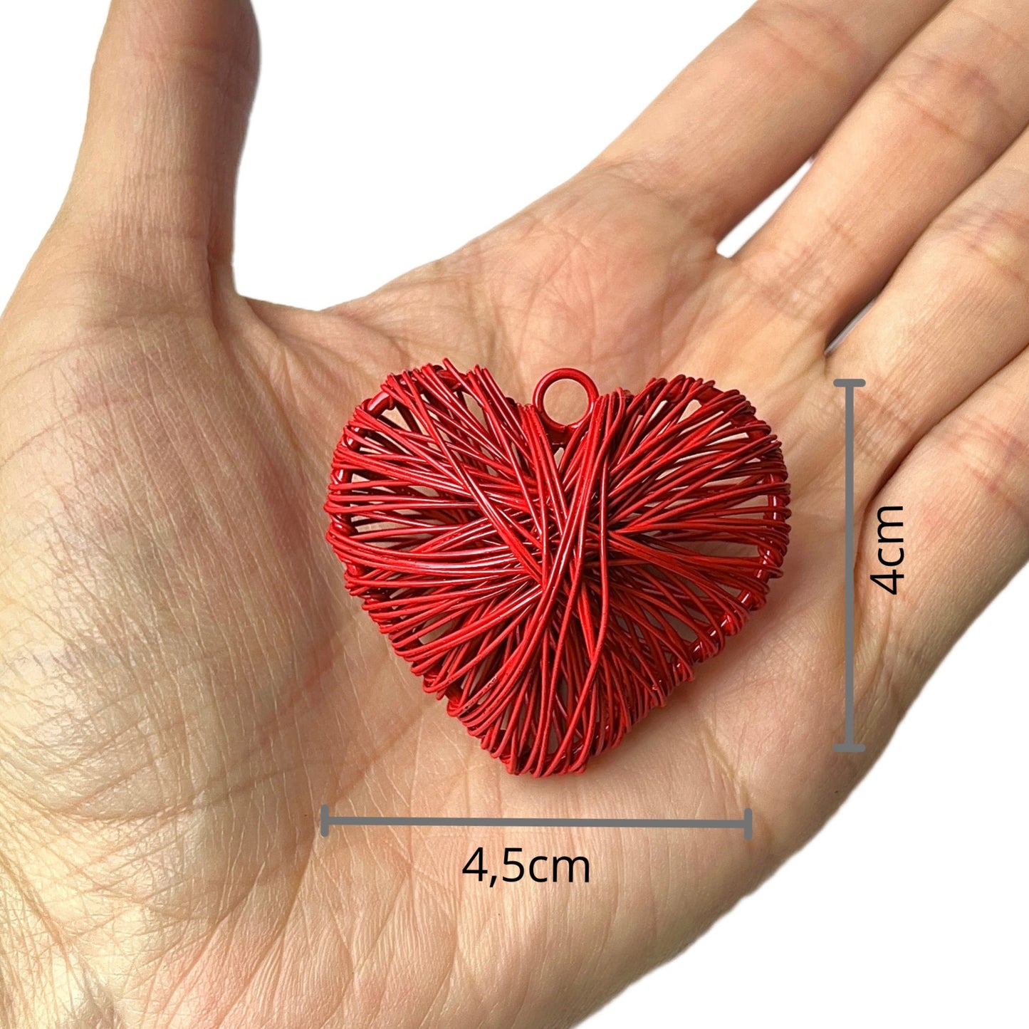 Dije Corazón Mediano Alambre Rojo 4cm*4,5cm