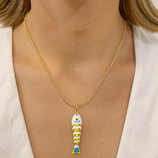 Collar ENURI Pez Grande Blanco