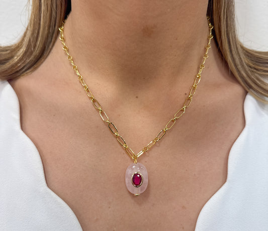 Collar UVOL Cuarzo Rosado