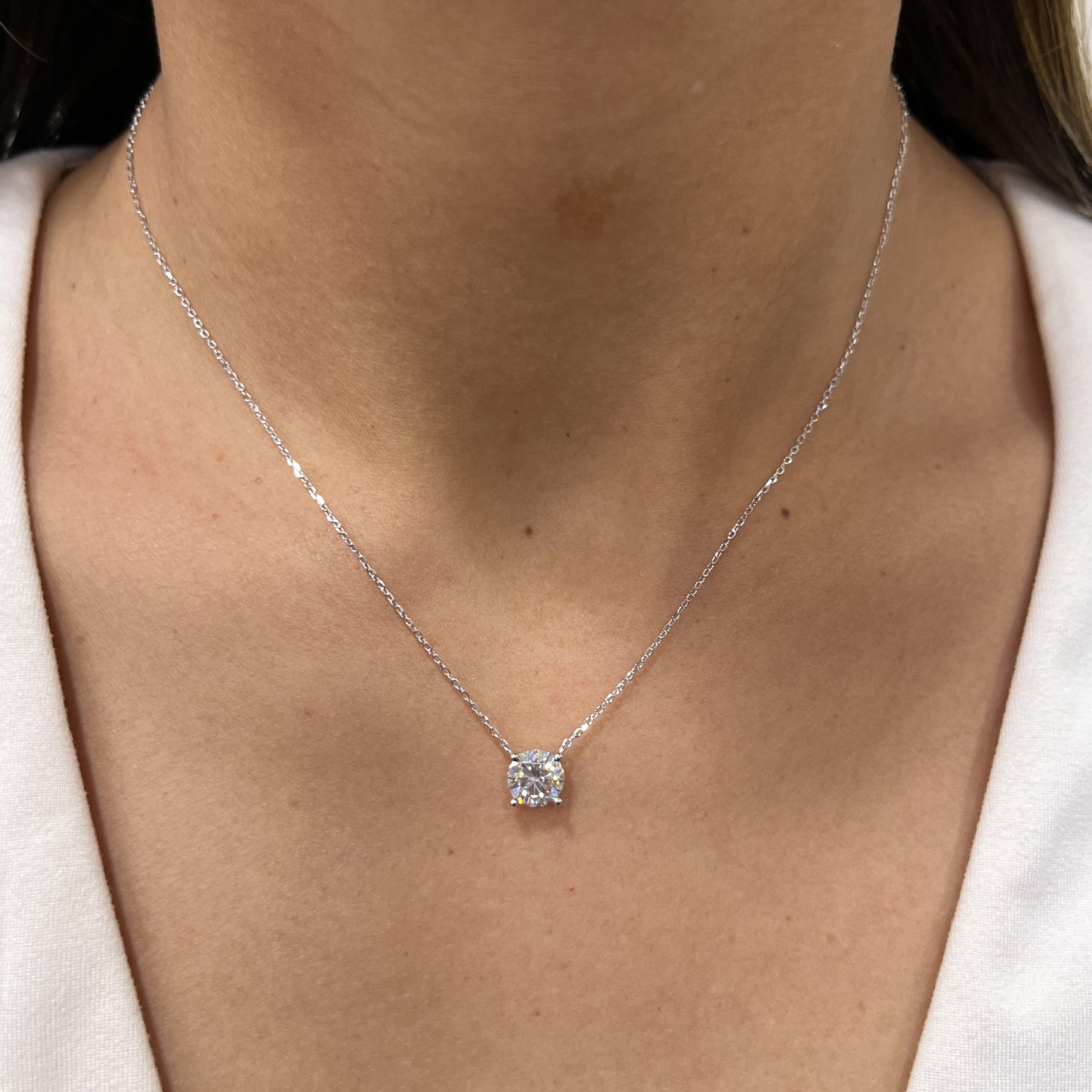 Collar EBIK Plateado Plata Rodinada- Moissanita 8mm