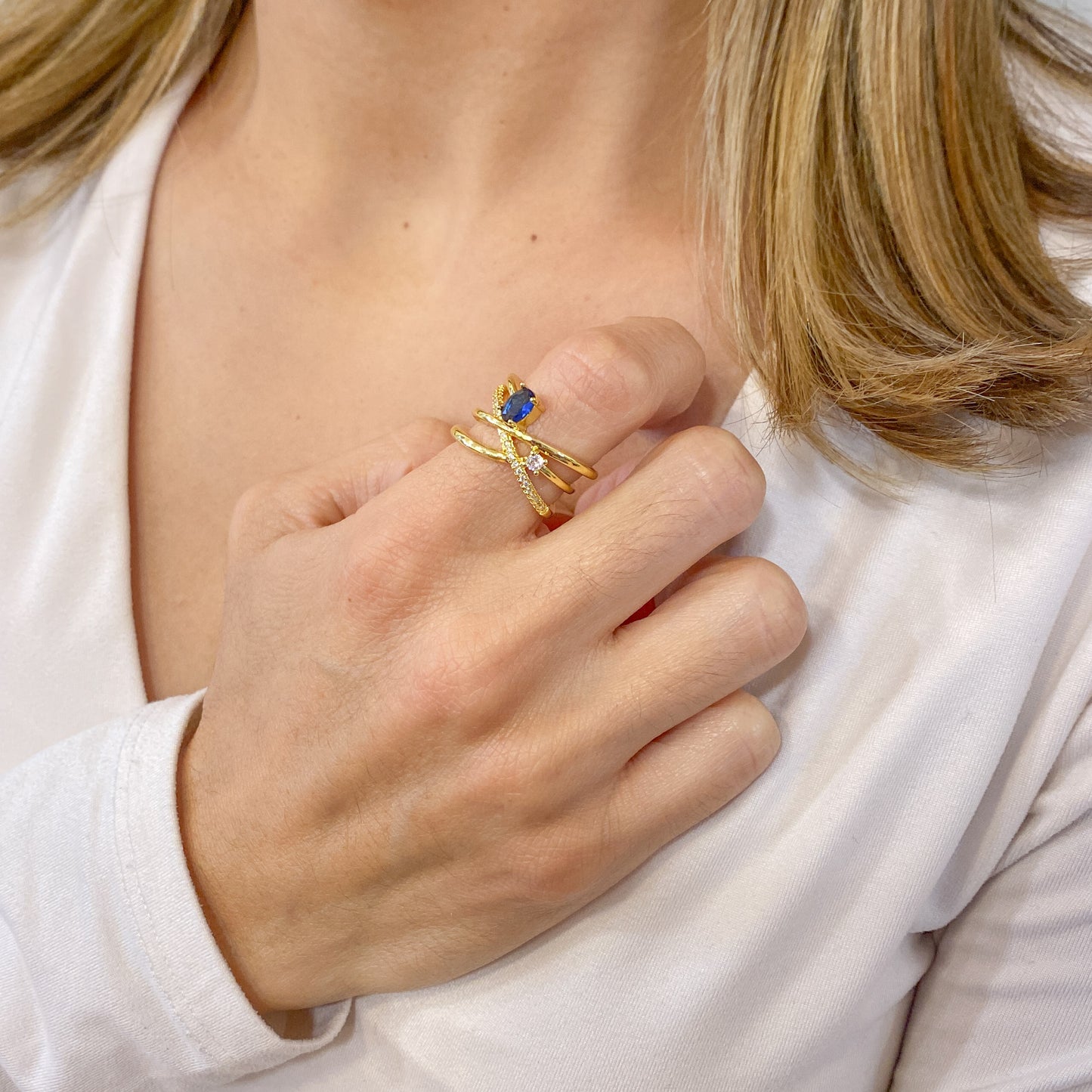Anillo VIKAM Azul Ajustable (Talla 6-7)