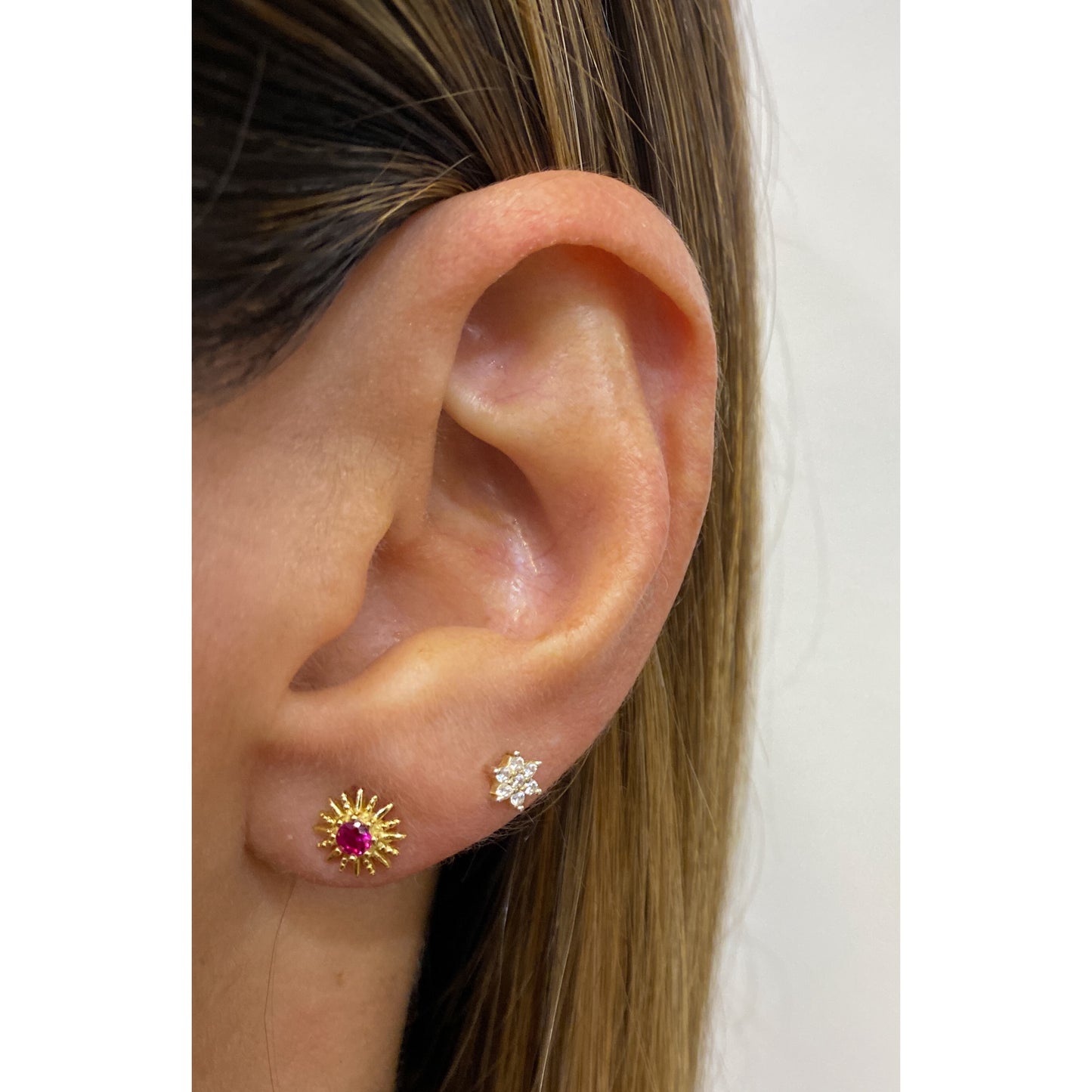 Aretes ATEL Dorado-Fucsia