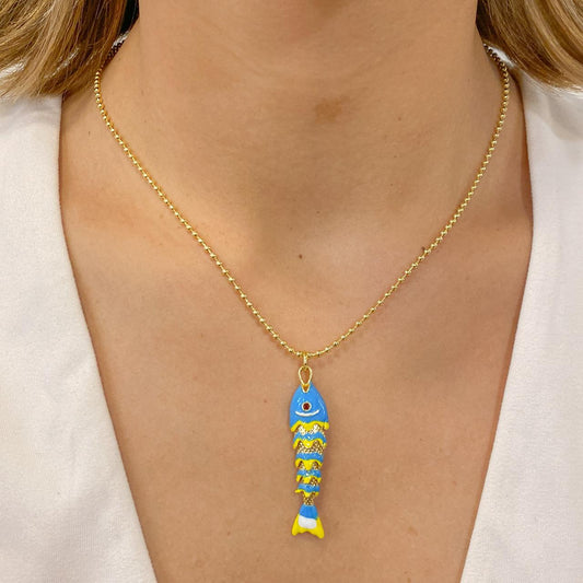 Collar ENURI Pez Grande Turquesa