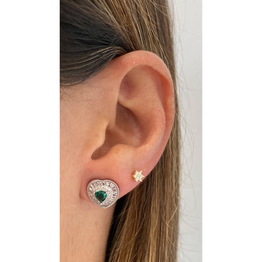 Aretes ERKIN Plateado - Verde