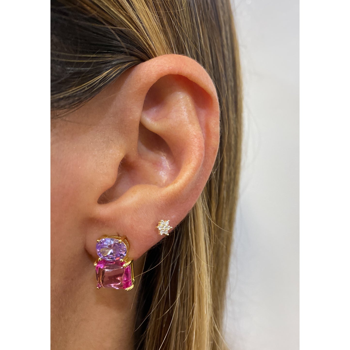 Aretes GODEN Dorado (Lila-Rosado)