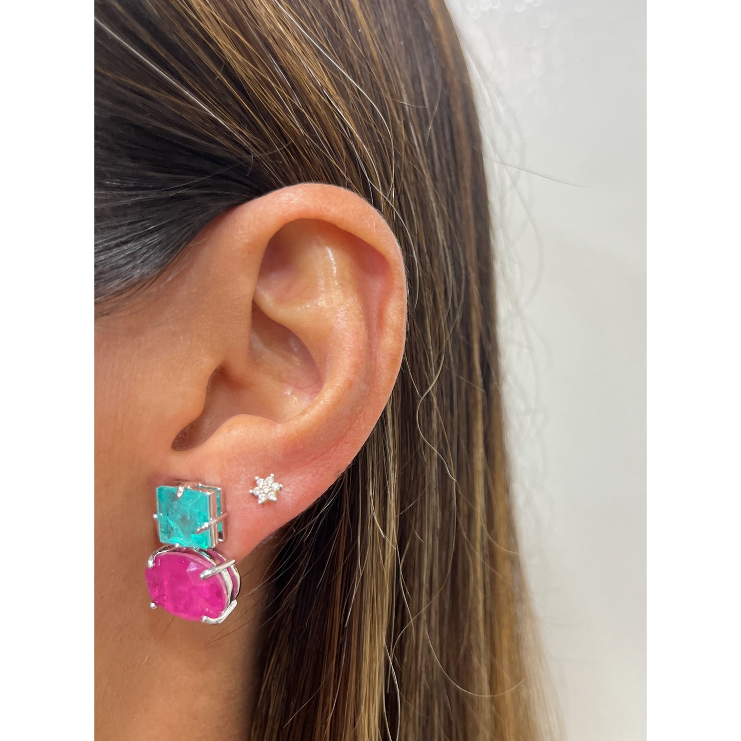 Aretes RIVAP Aguamarina-Fucsia (Craquelado)