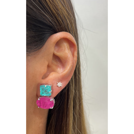 Aretes RIVAP Aguamarina-Fucsia (Craquelado)