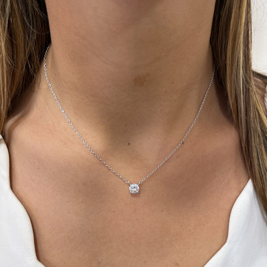 Collar EBIK Plateado Plata Rodinada- Moissanita 6mm