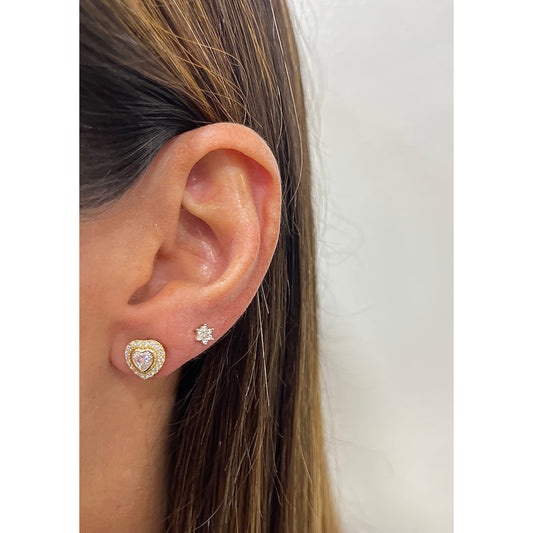 Aretes OREL Dorado Plata Rodinada-Moissanita 8mm