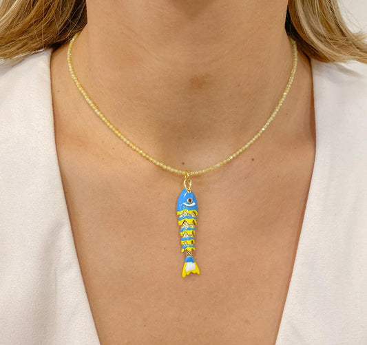Collar CRAMBY Pez Grande Turquesa