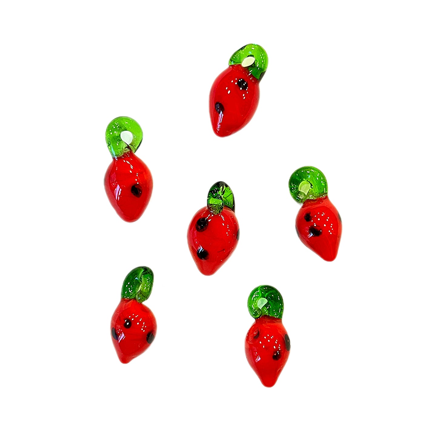 Figuras en Vidrio de Fresa ( 2.5cm aprox ) 🍓