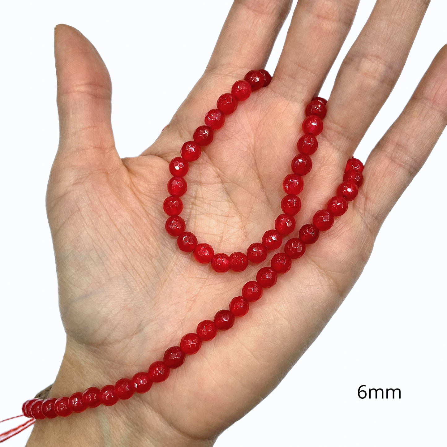 Sarta Agata Facetada Coral 6mm