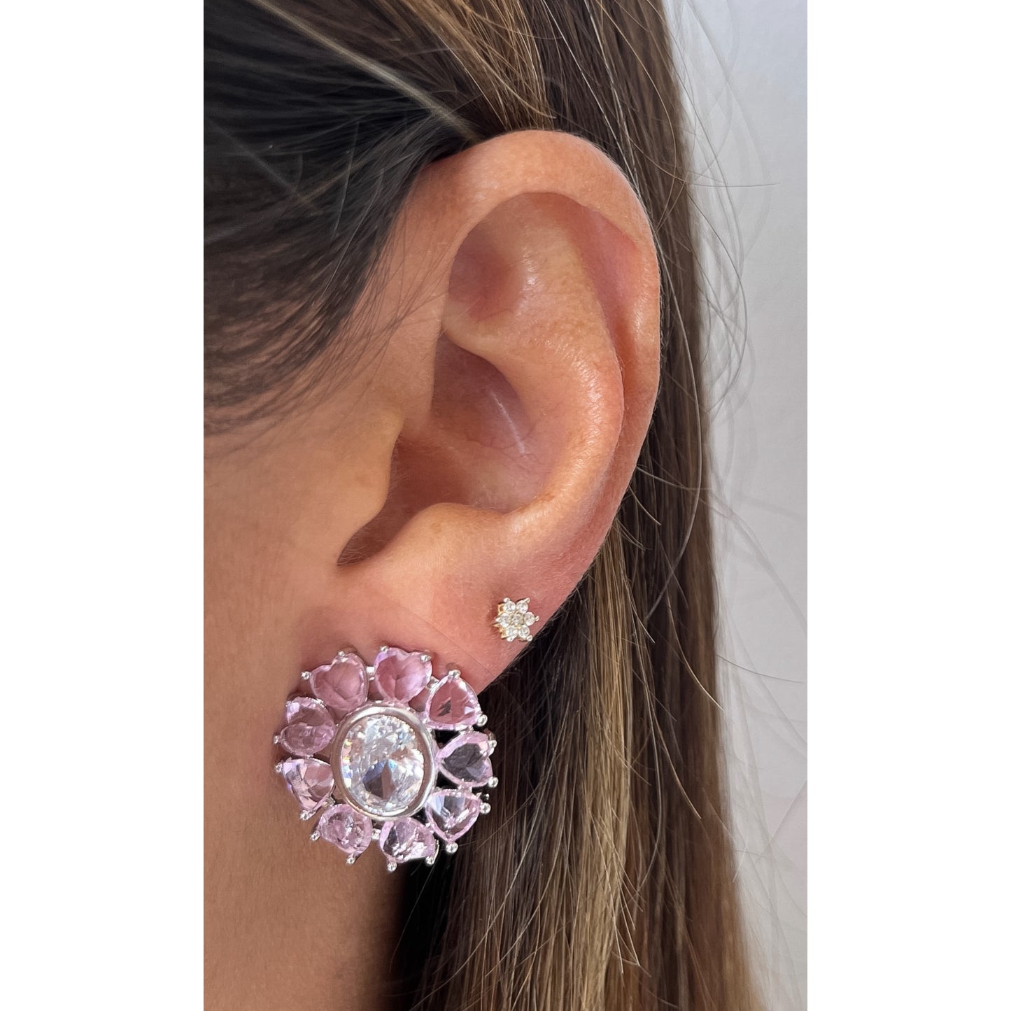 Aretes KOLY Rosado / Plateado