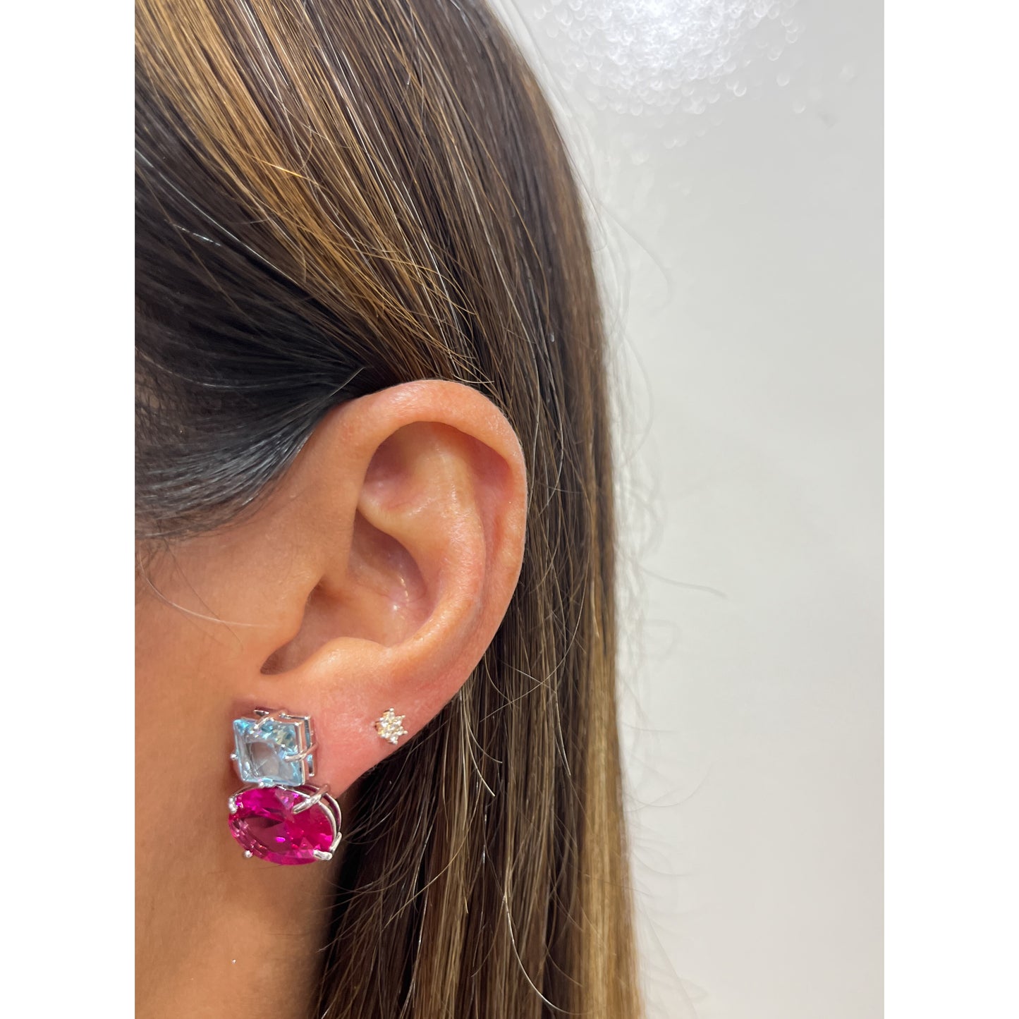 Aretes RIVAP Azul Celeste-Fucsia
