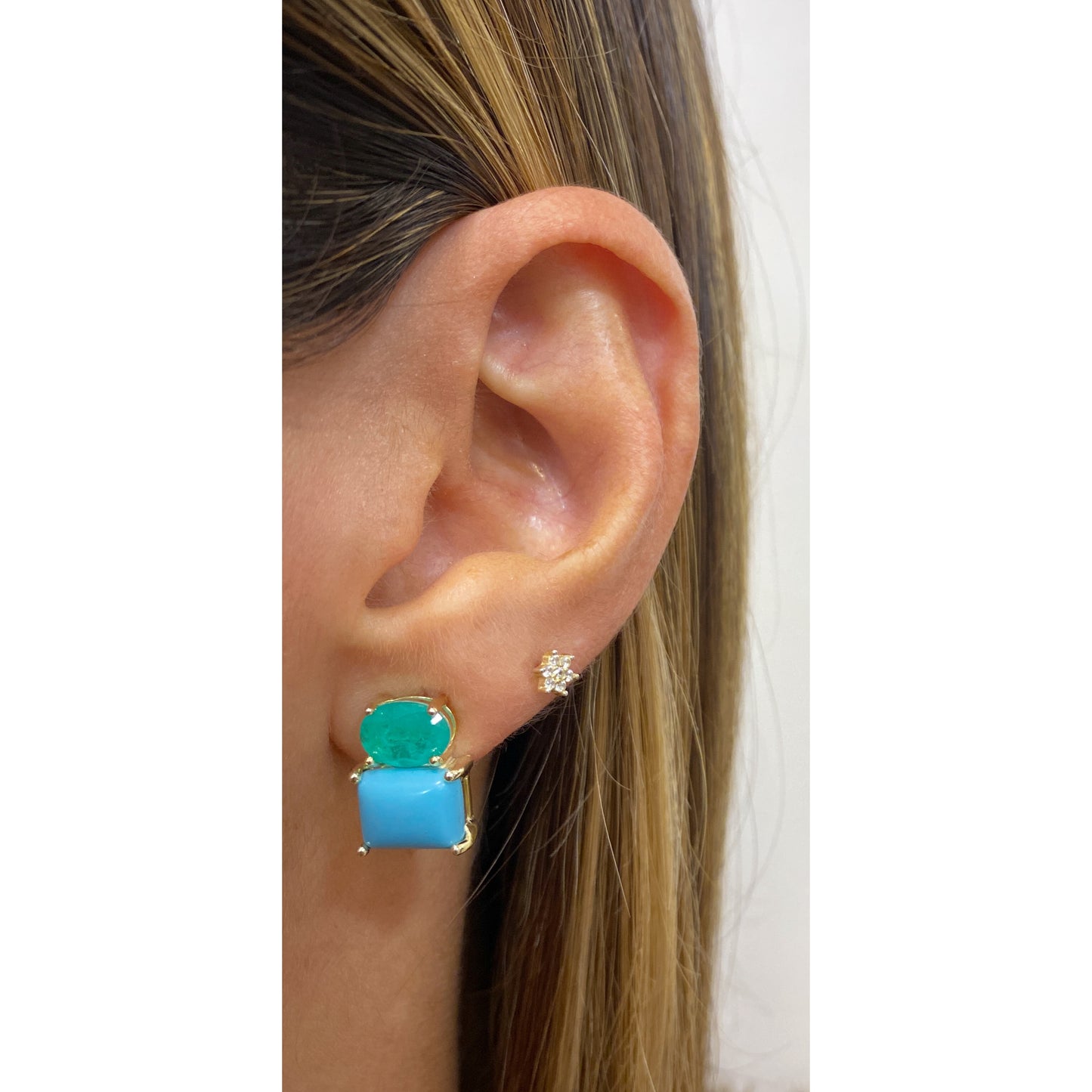 Aretes GODEN Dorado (Aguamarina-Turquesa)