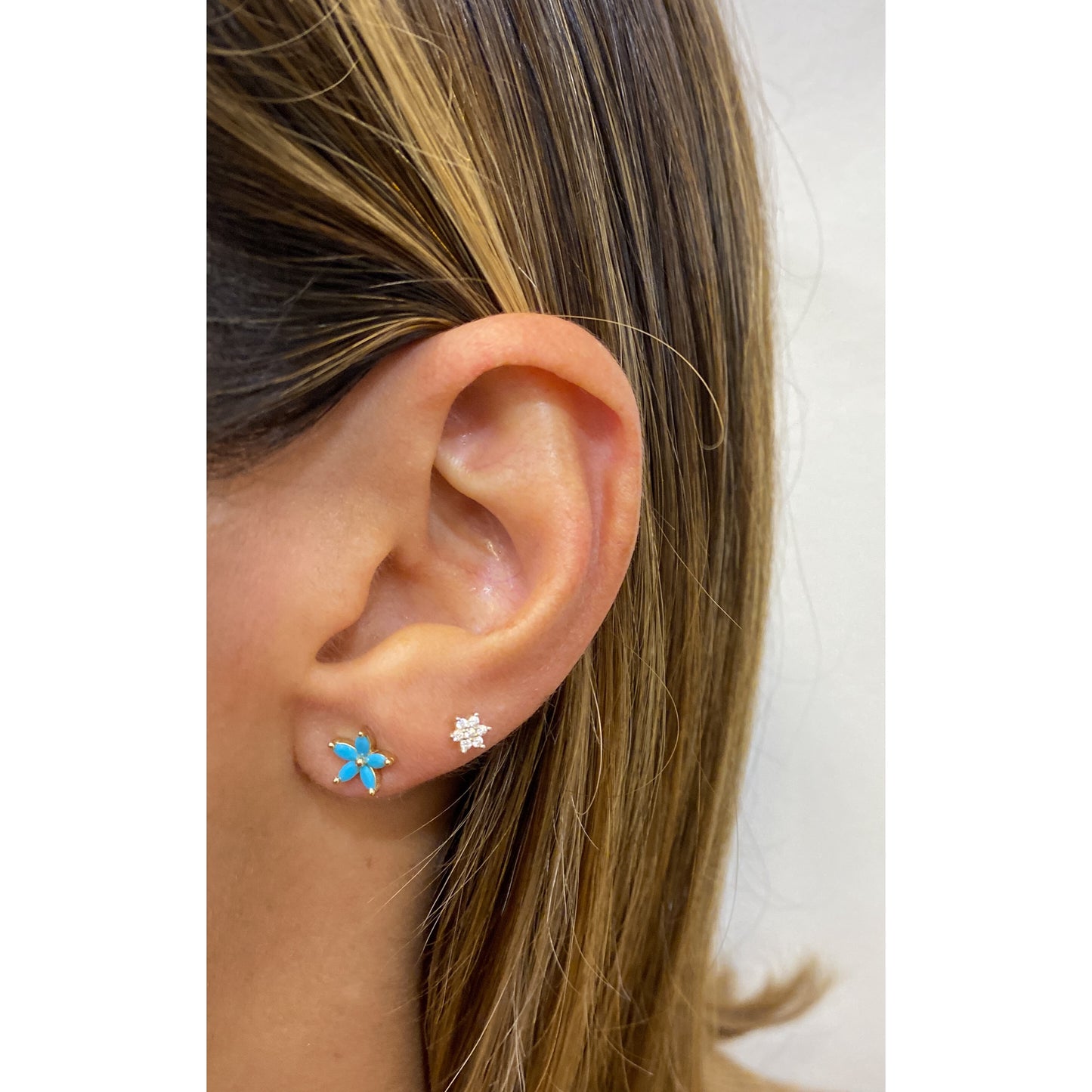 Aretes PRUKI Dorado-Turquesa